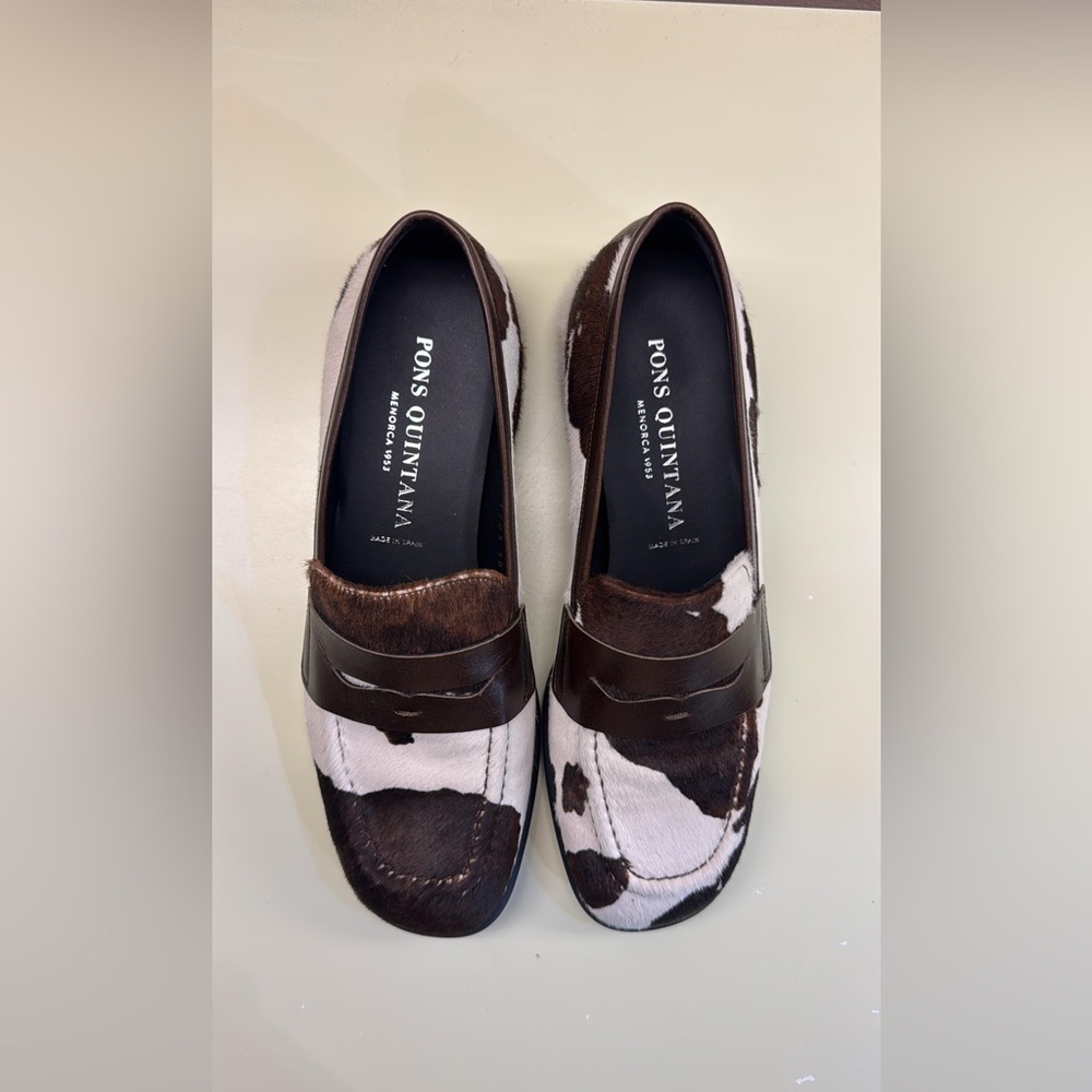 Pons Quintana cowhide leather White and Brown Loafers pony hair - Picture 2 of 5